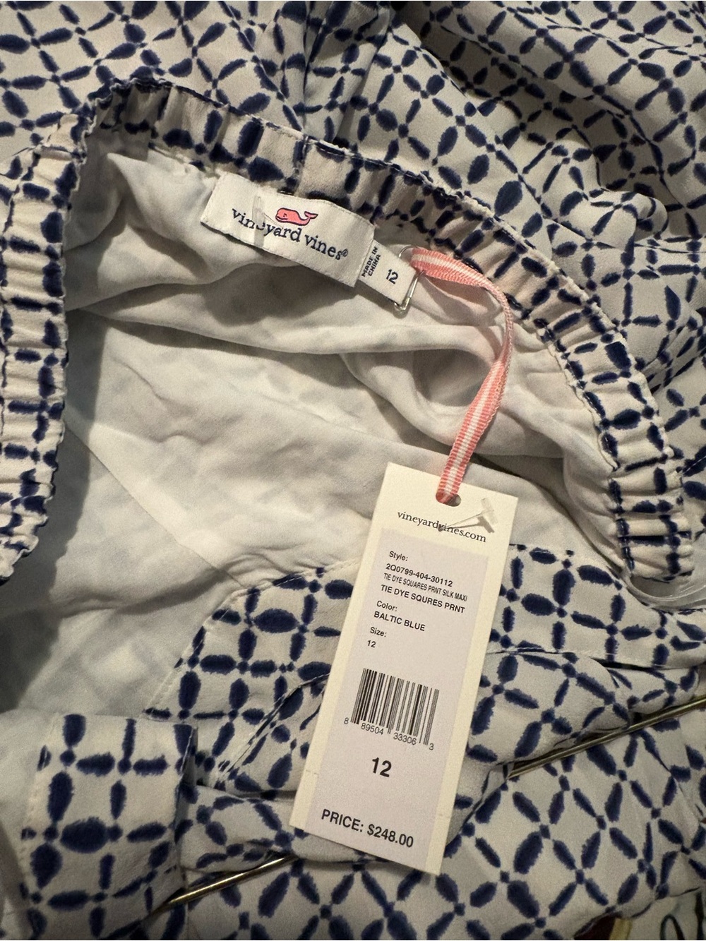 Vineyard Vines White and Navy - Women's Silk Summer Dress - Picture 6 of 6